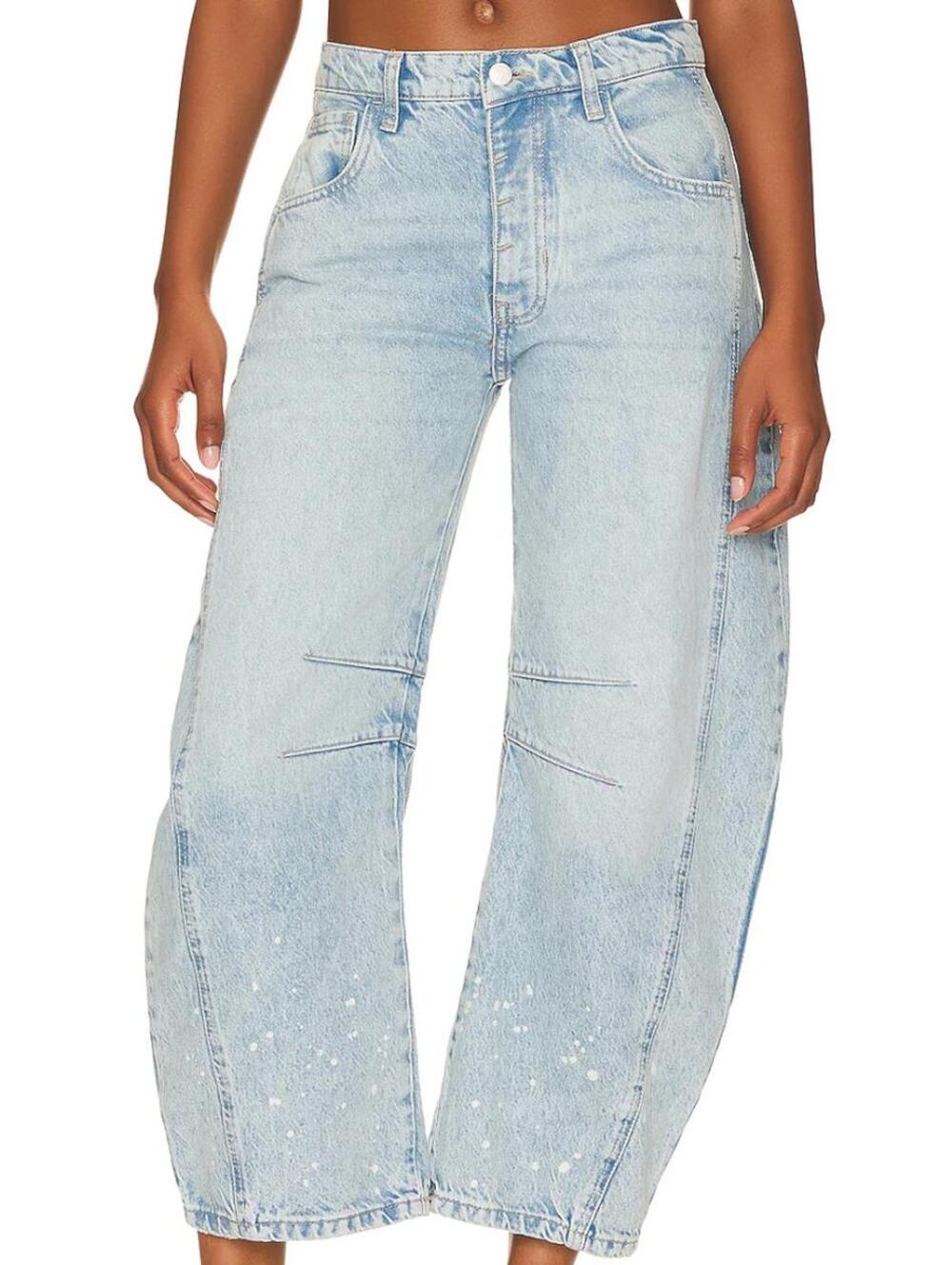 Free People Light Wash Wide Leg Jeans